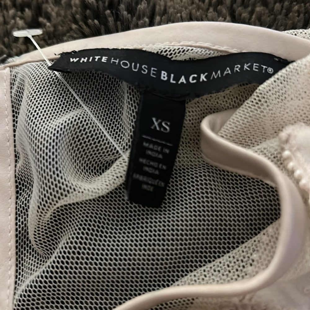 White House Black Market Cream Mesh Top - Picture 2 of 2